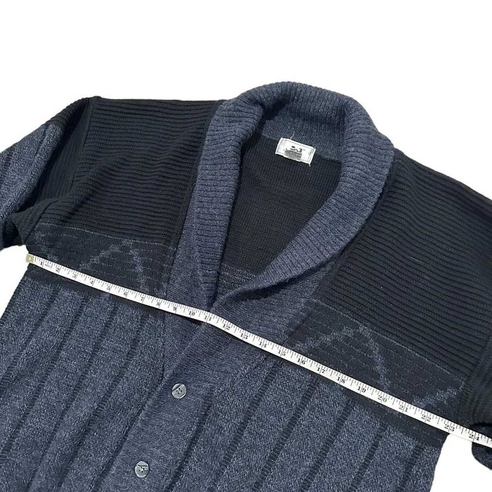 Vintage L CARDIGAN SWEATER chunky KNIT JACKET JED 80s grandpa SHAWL COLLAR WOOL - Picture 3 of 7